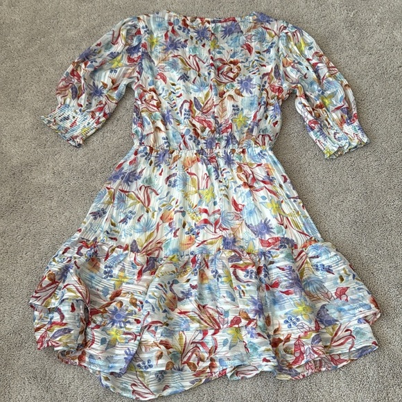 Melloday Floral Mini Sundress | Smocked Waist & Sleeves | Size S | Multicolor - Picture 3 of 11